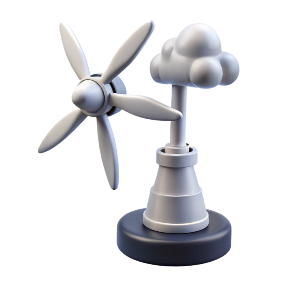 magnificent minimalist Weather Station with Wind Turbine Silhouette Transparent Background detailed png