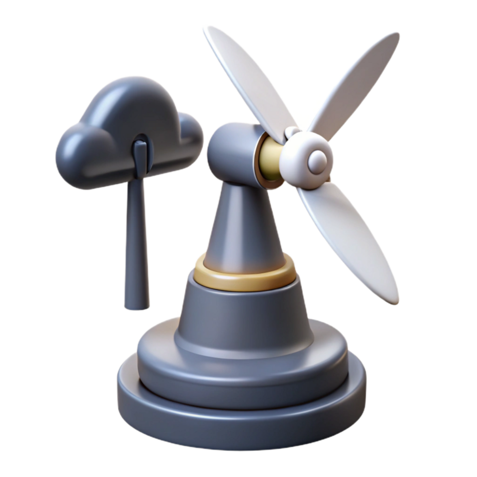 impressive abstract Weather Station with Wind Turbine Silhouette Transparent Background authentic png