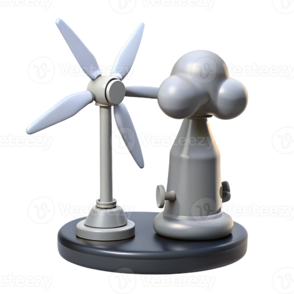 dramatic abstract Weather Station with Wind Turbine Silhouette Transparent Background exclusive png