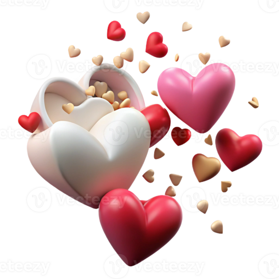 vibrant rustic Wedding Confetti Shower with Falling Hearts high quality png