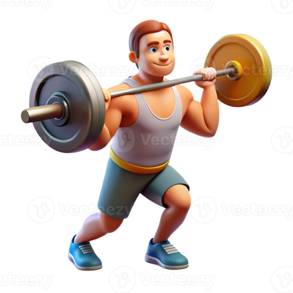 elegant rustic Weightlifter Lifting Barbell High Angle Cutout high resolution png