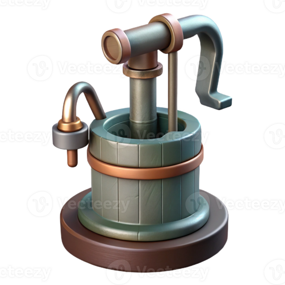 beautiful modern Well Pump Cutout with Metal Handle detailed png