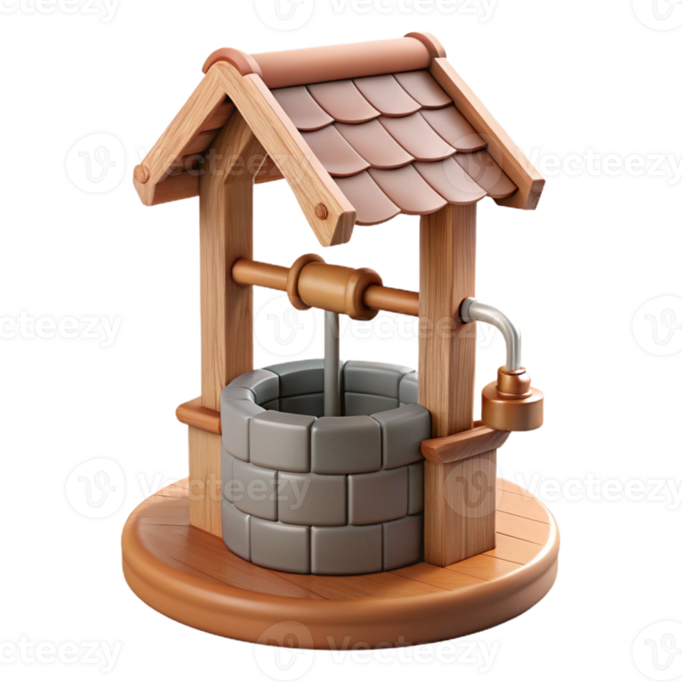 magnificent artistic Well Pump Isolated with Wooden Base high quality png