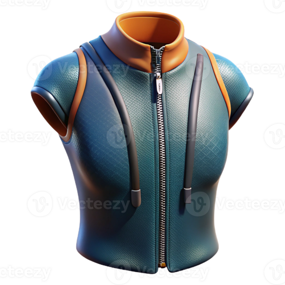vibrant contemporary Wetsuit Zipper Front Closure Detail Transparent Background high quality png