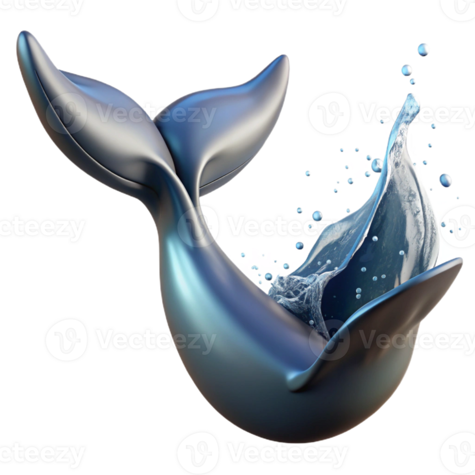 elegant traditional Whale Tail Fin Splashing Water Transparent Cutout png