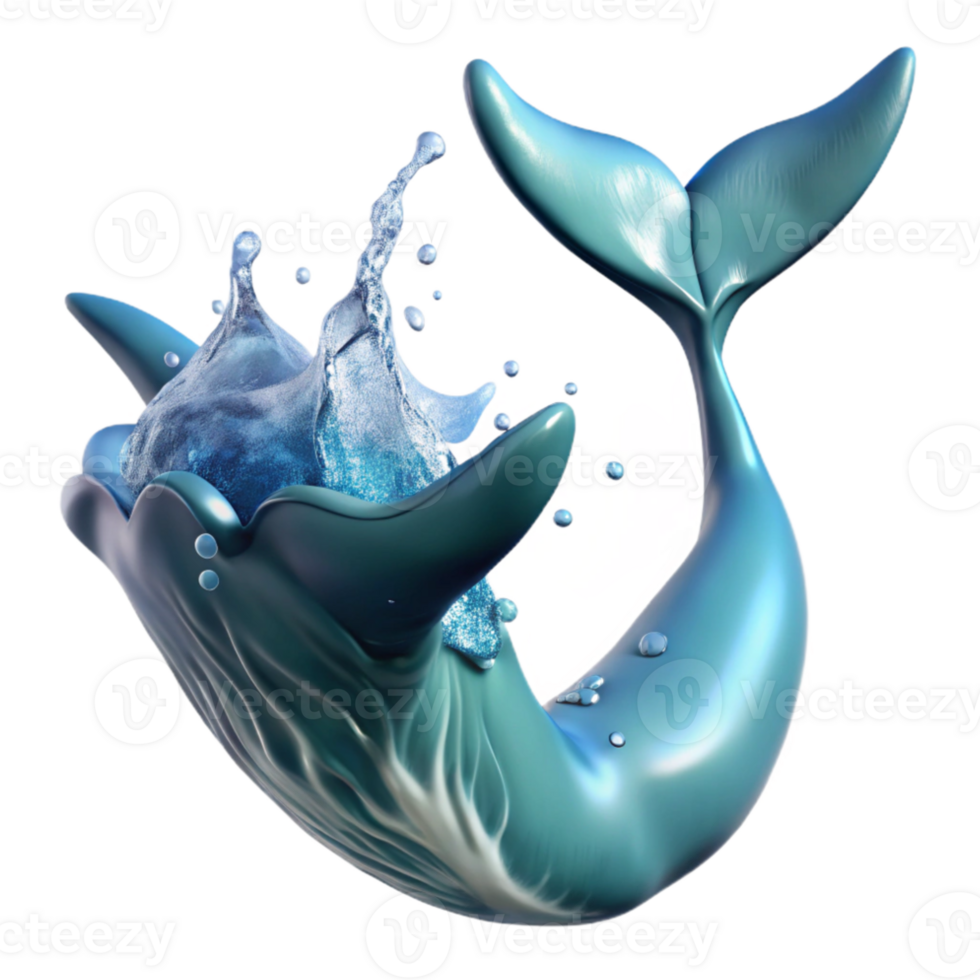 impressive artistic Whale Tail Splashing in Ocean Transparent Background high quality png
