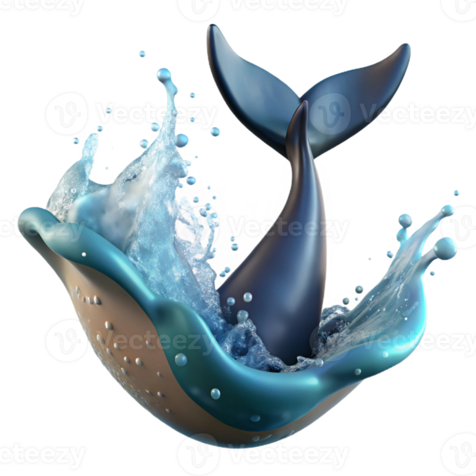 beautiful creative Whale Tail Splashing in Ocean Transparent Background high resolution png