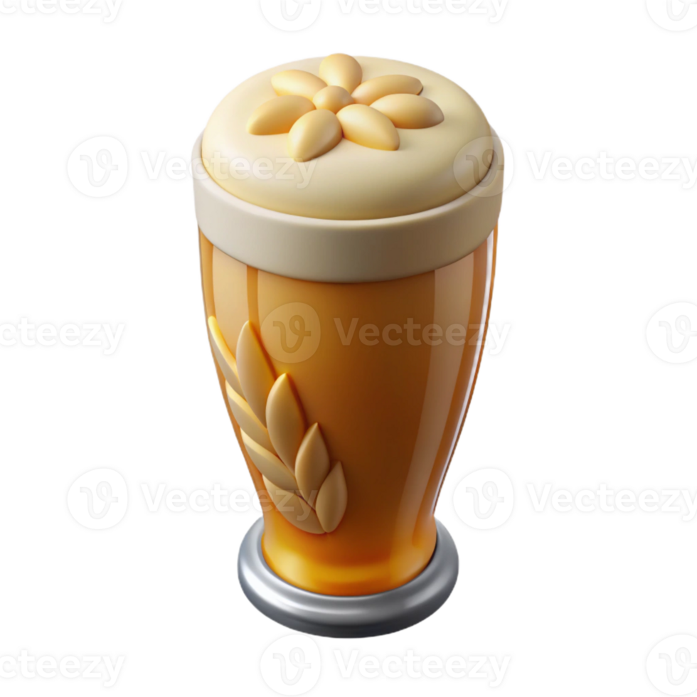beautiful minimalist Wheat Beer in Tall Glass Isolated on Transparent Background high resolution png