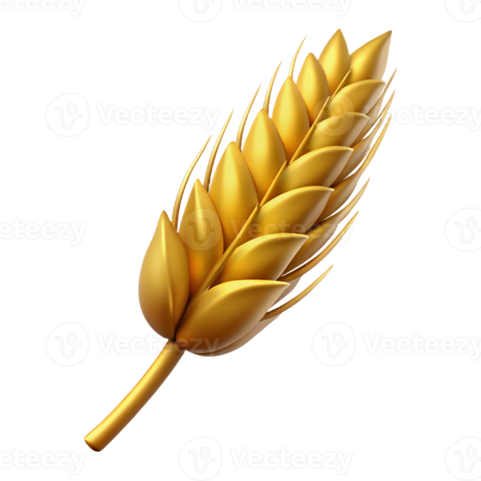 impressive minimalist Wheat Stalk with Golden Color Isolated Cutout high resolution png
