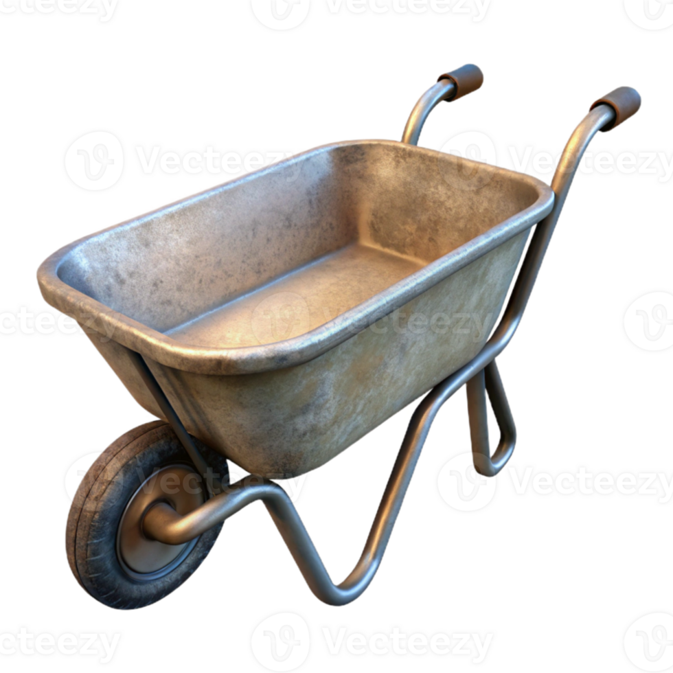 serene vintage Wheelbarrow Empty Metal Transparent Background high quality png