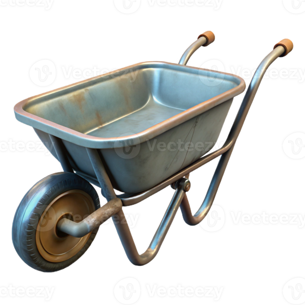 vibrant modern Wheelbarrow Side View Isolated with Metal Frame premium png