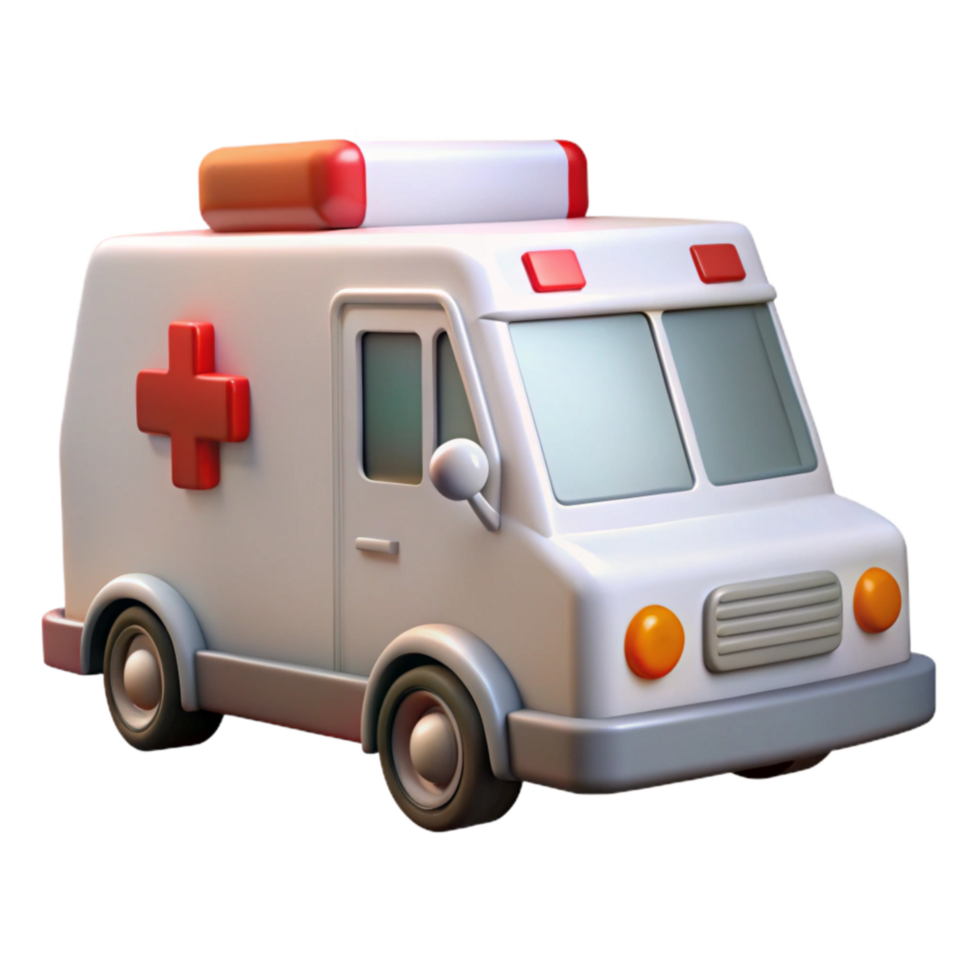 vibrant minimalist White Ambulance Front View Transparent Cutout high resolution png