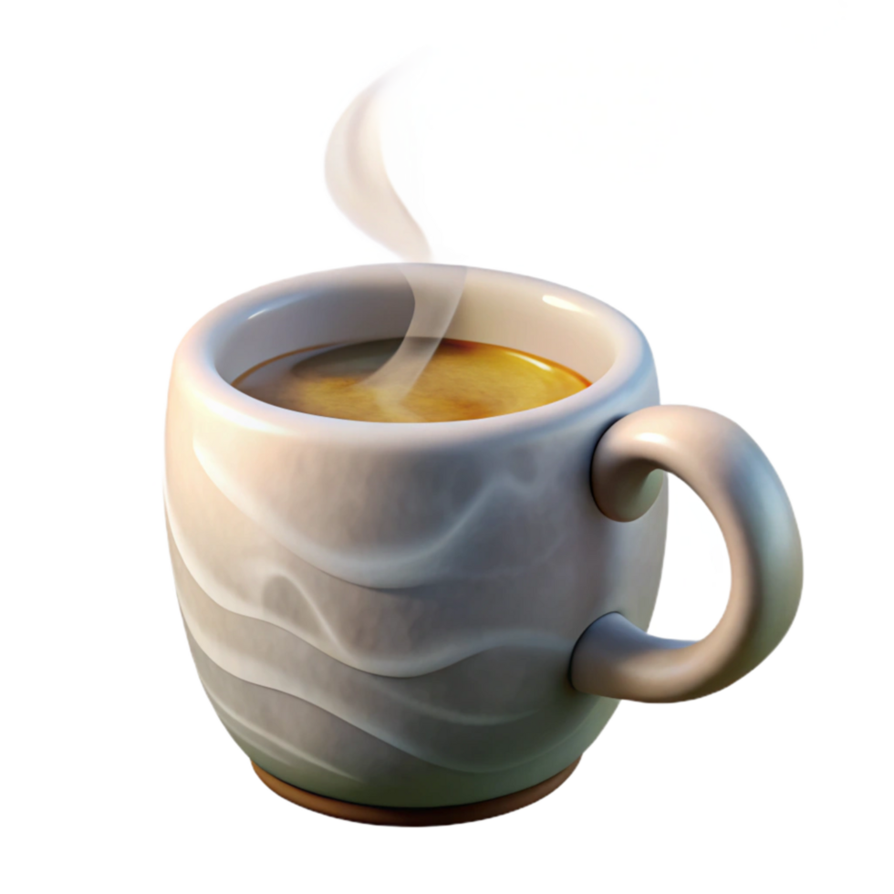 dramatic creative White Coffee Mug with Steam Cutout Isolated authentic png