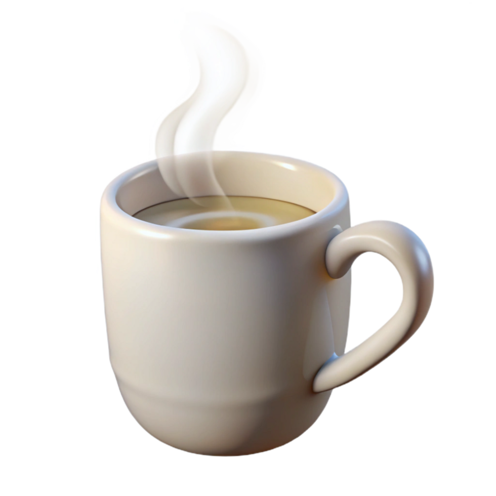 impressive traditional White Coffee Mug with Steam Cutout Isolated genuine png