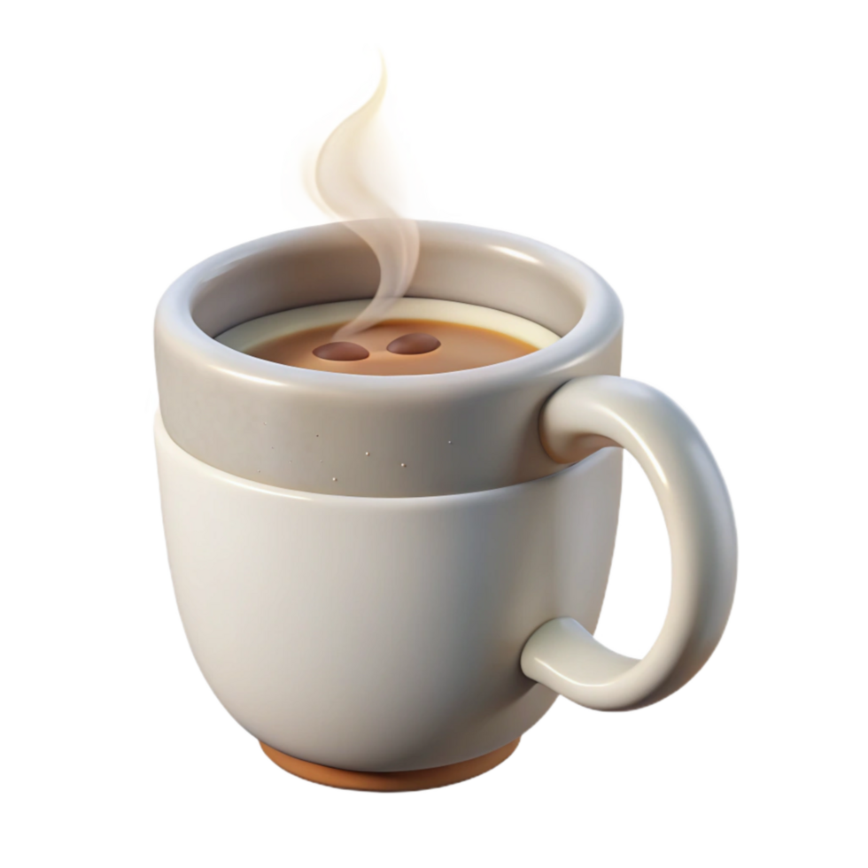 vibrant creative White Coffee Mug with Steam Cutout Isolated high resolution png