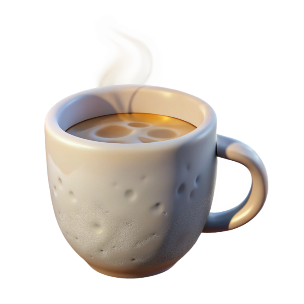 dramatic classic White Coffee Mug with Steam Cutout Isolated high resolution png