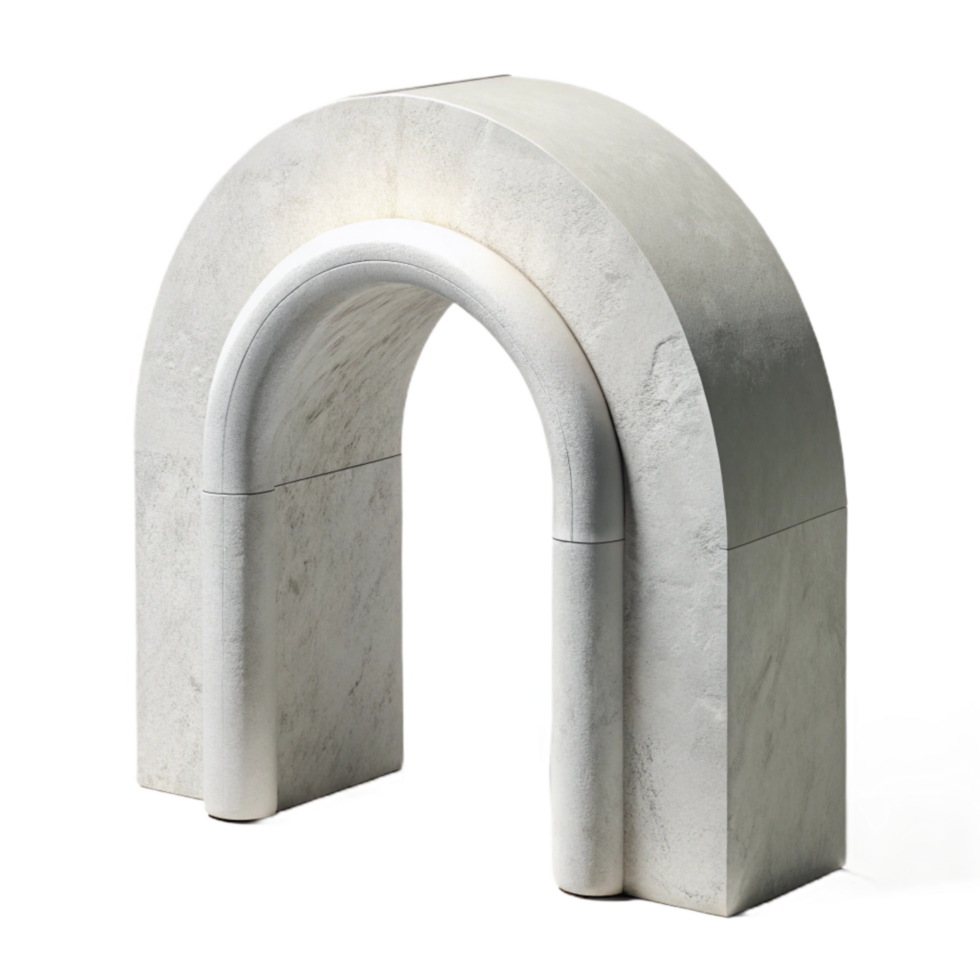 magnificent minimalist White Concrete Arch Isolated with Soft Lighting premium png