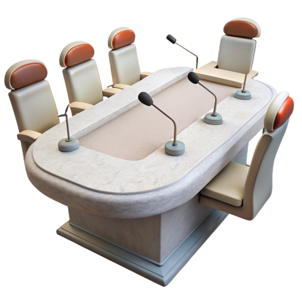 elegant artistic White Conference Table with Microphones Cutout high quality png