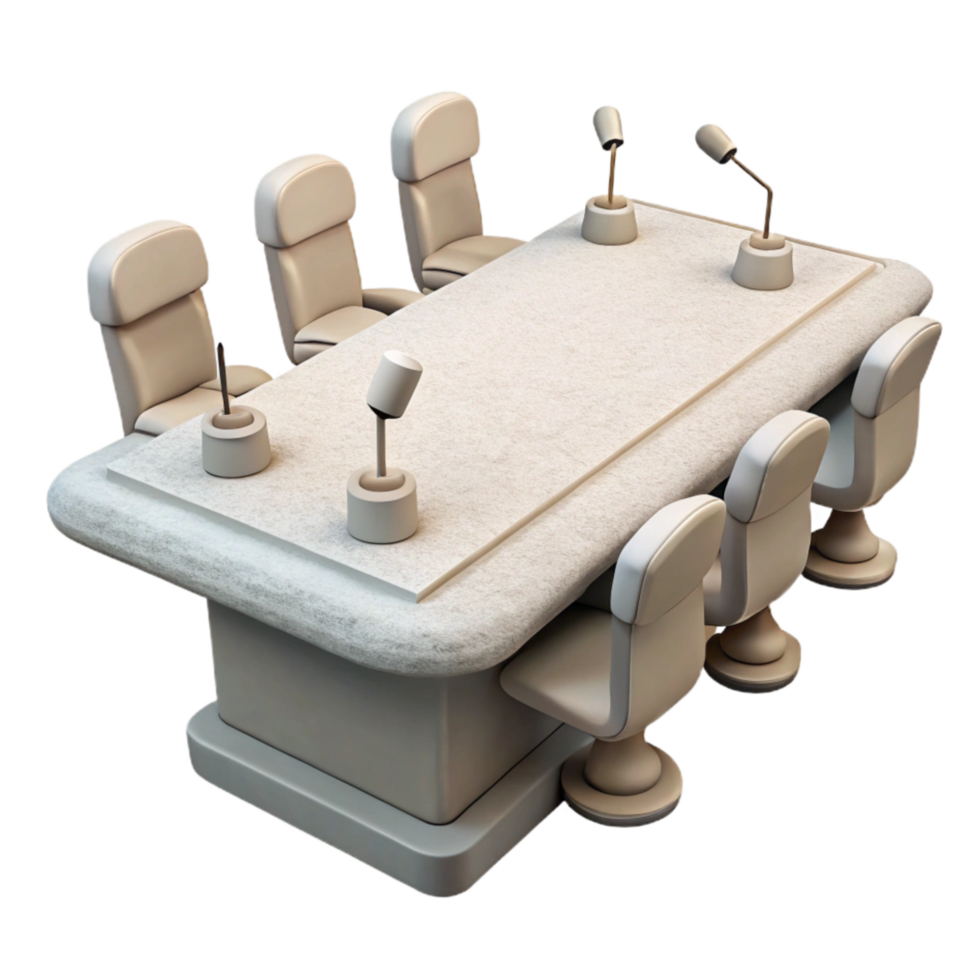 impressive minimalist White Conference Table with Microphones Cutout original png