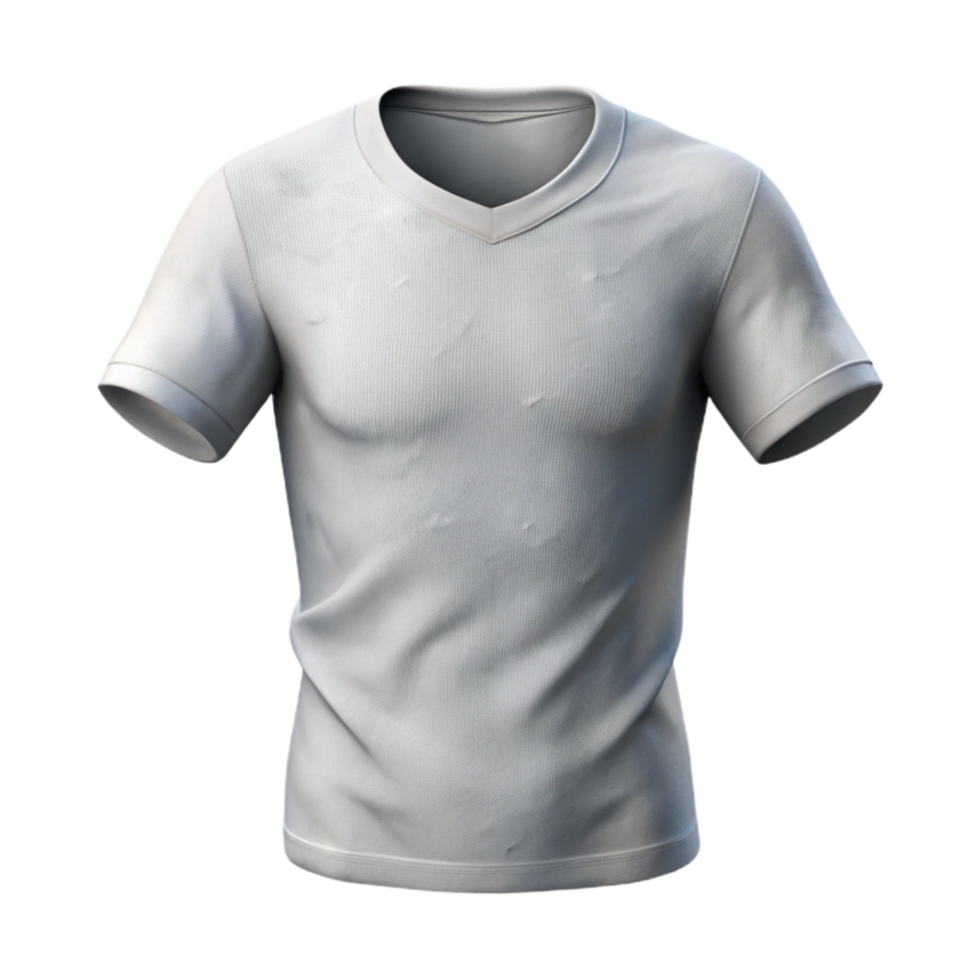 dramatic abstract White Cotton T Shirt Front View Cutout Transparent Background detailed png