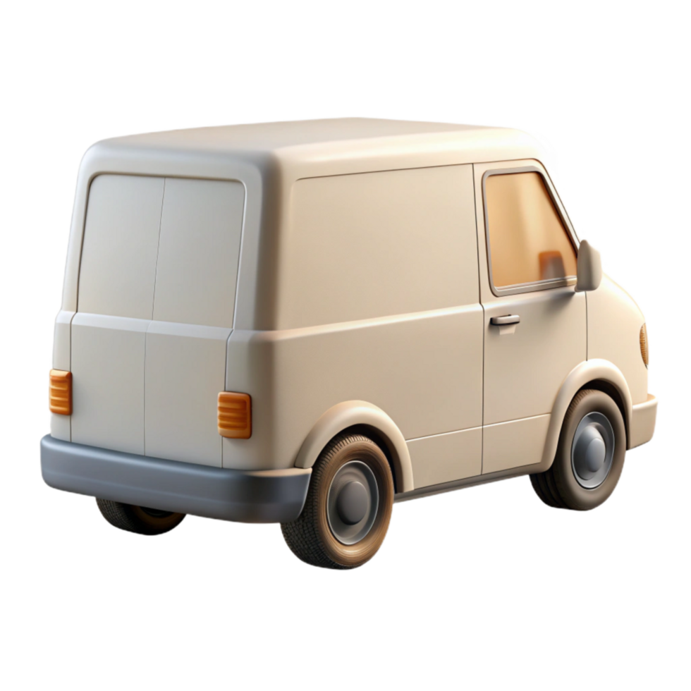 impressive minimalist White Delivery Van Rear View Isolated exclusive png