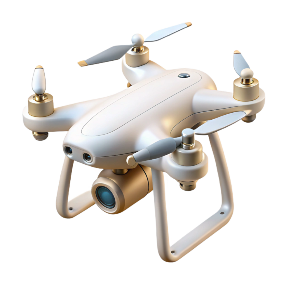 extraordinary contemporary White Drone Hovering Isolated on Transparent Background detailed png
