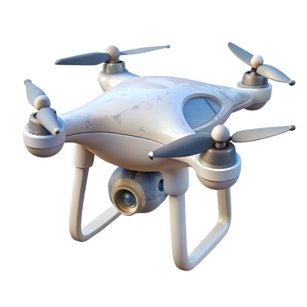 elegant traditional White Drone Hovering Isolated on Transparent Background detailed png
