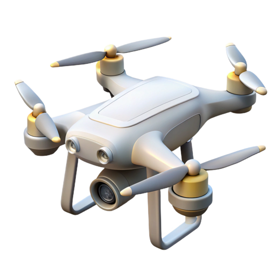 magnificent modern White Drone in Flight Isolated high resolution png