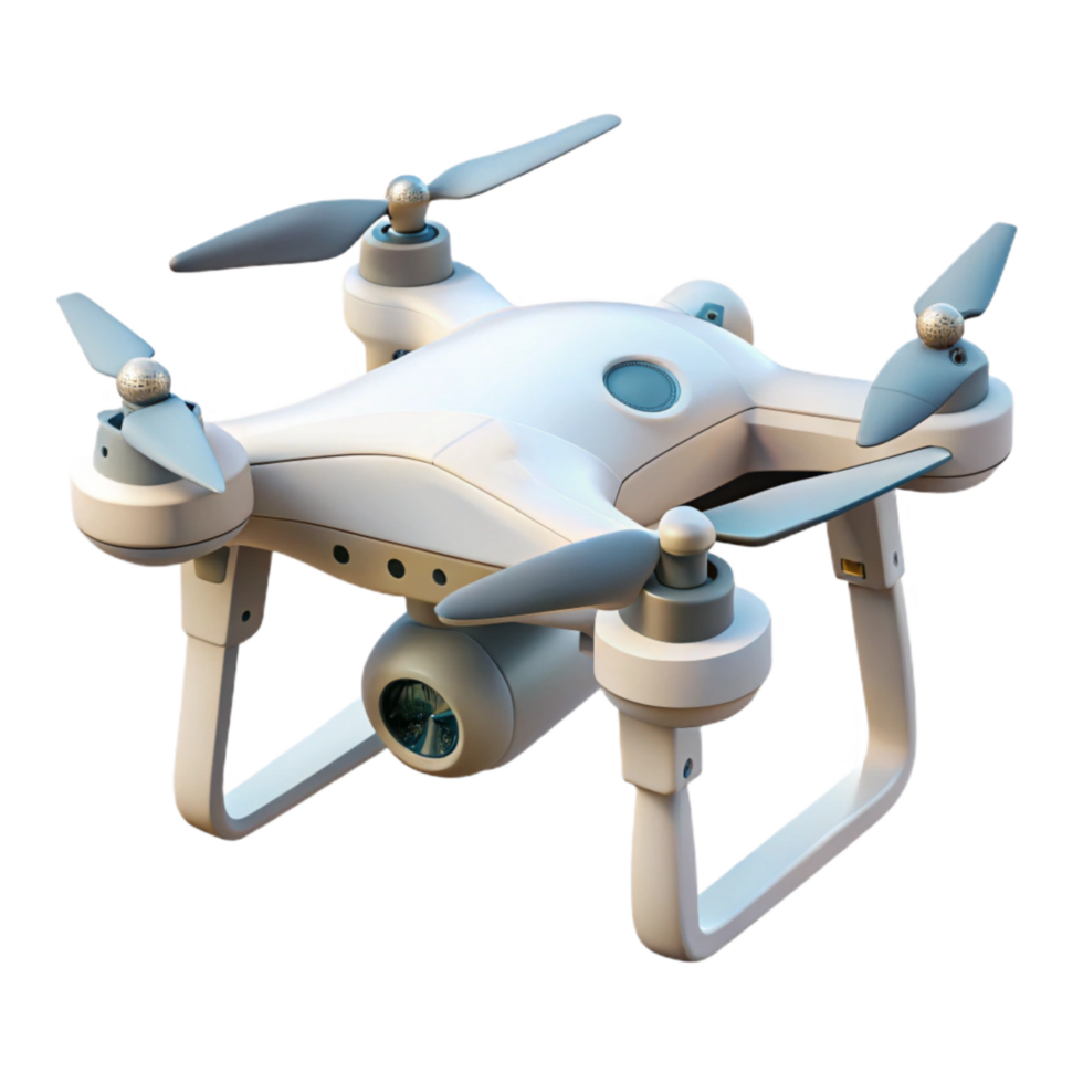 impressive artistic White Drone in Flight Isolated high resolution png