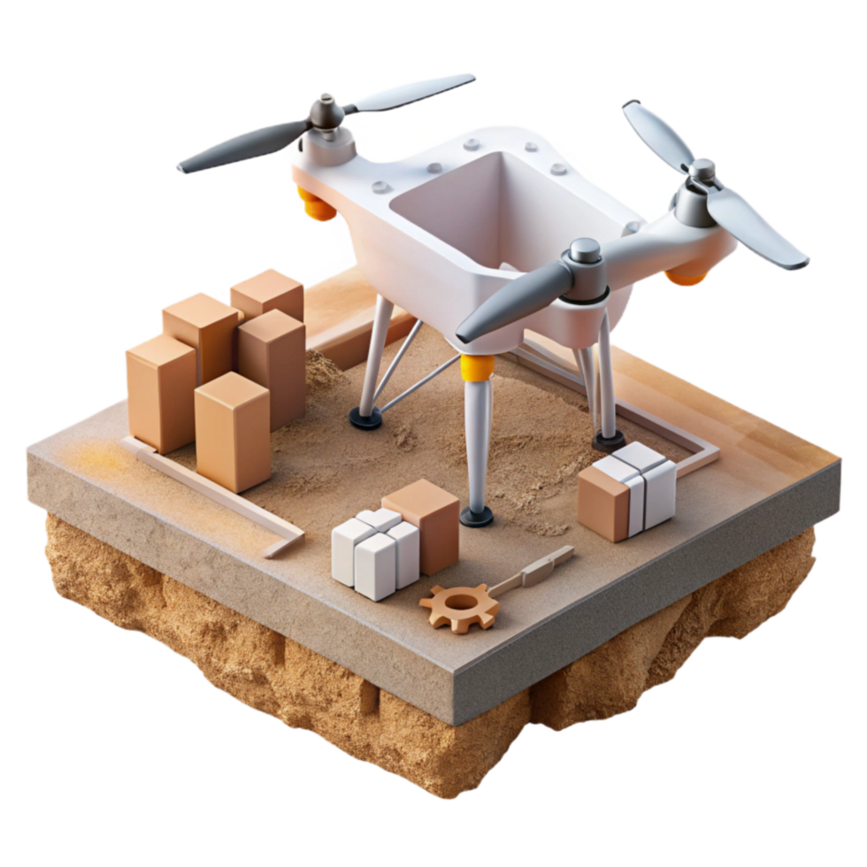 beautiful modern White Drone Surveying Construction Site Cutout authentic png