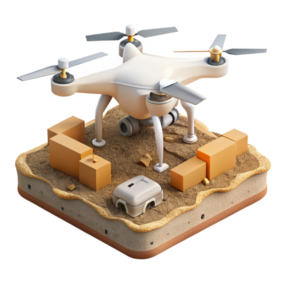 impressive modern White Drone Surveying Construction Site Cutout high quality png