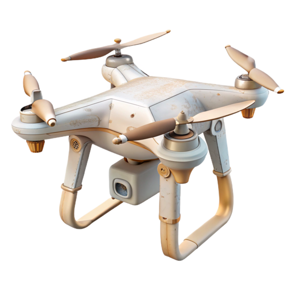 stunning abstract White Drone with Extended Landing Gear Cutout original png