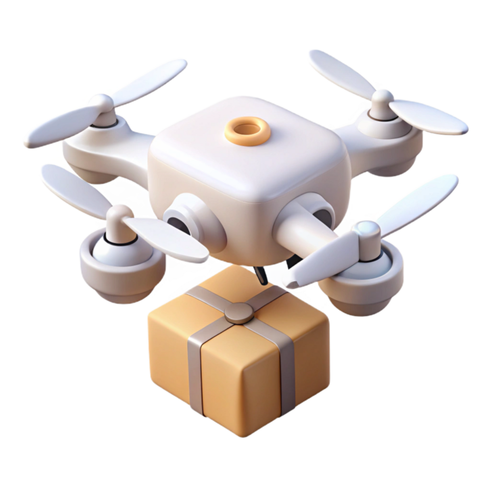 wonderful artistic White Drone with Package Cutout premium png