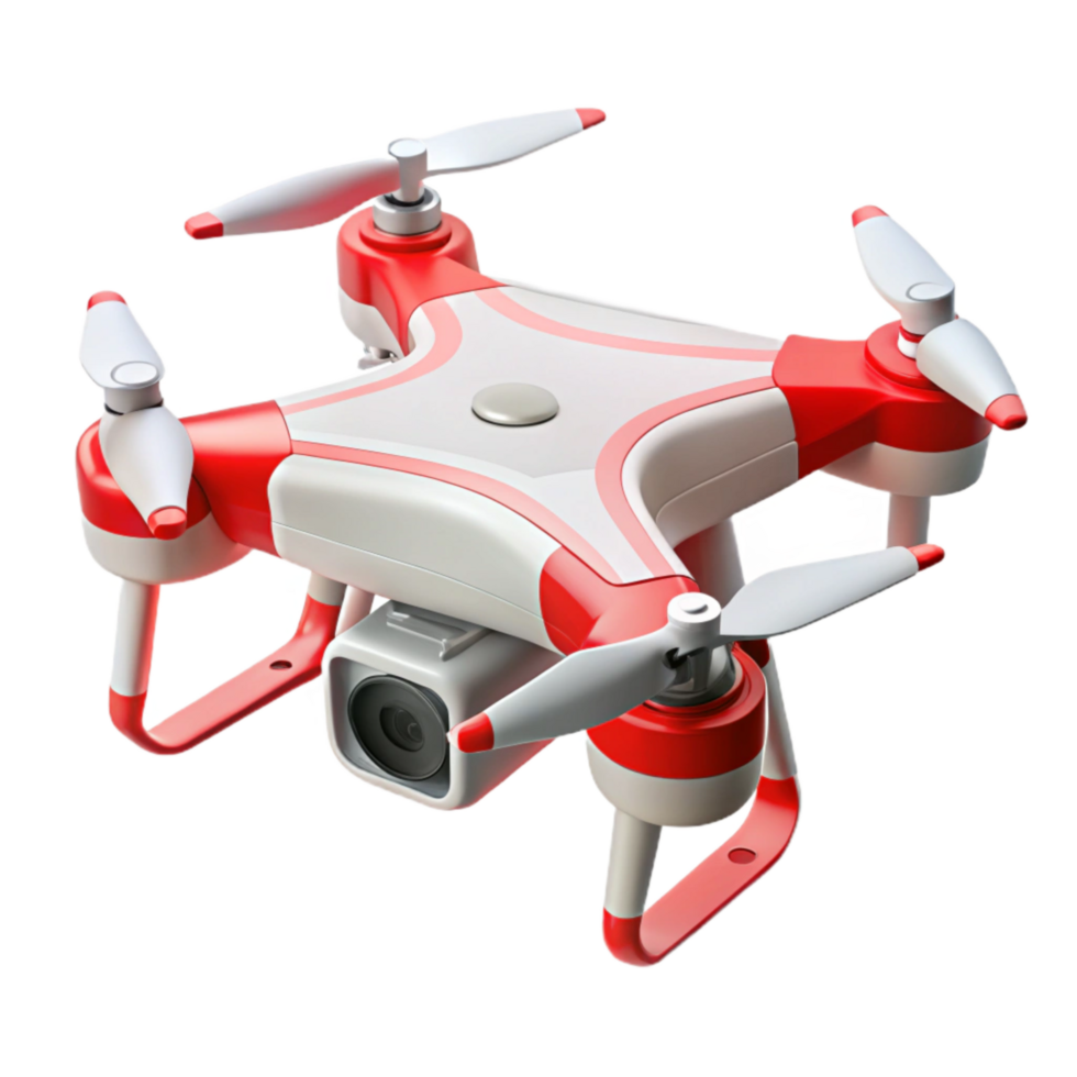 impressive classic White Drone with Red Accents Transparent Background genuine png