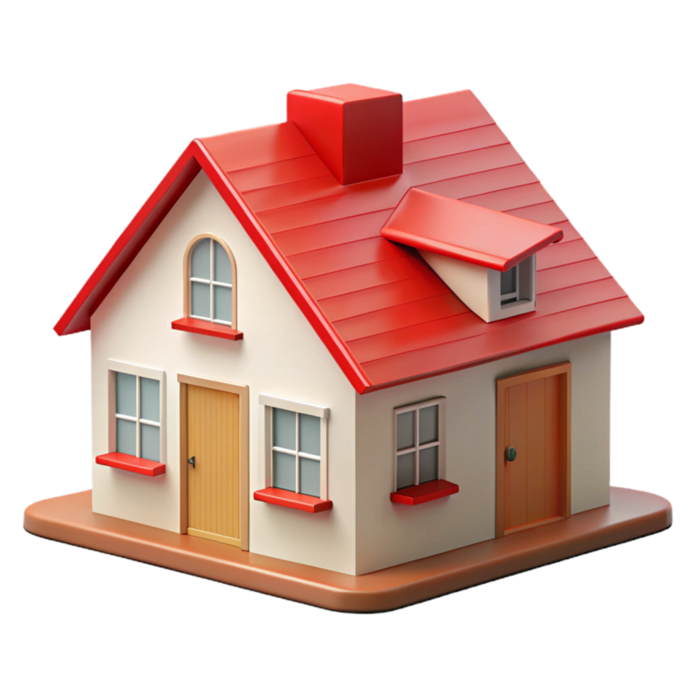 impressive abstract White Farmhouse with Red Roof Transparent Background premium png