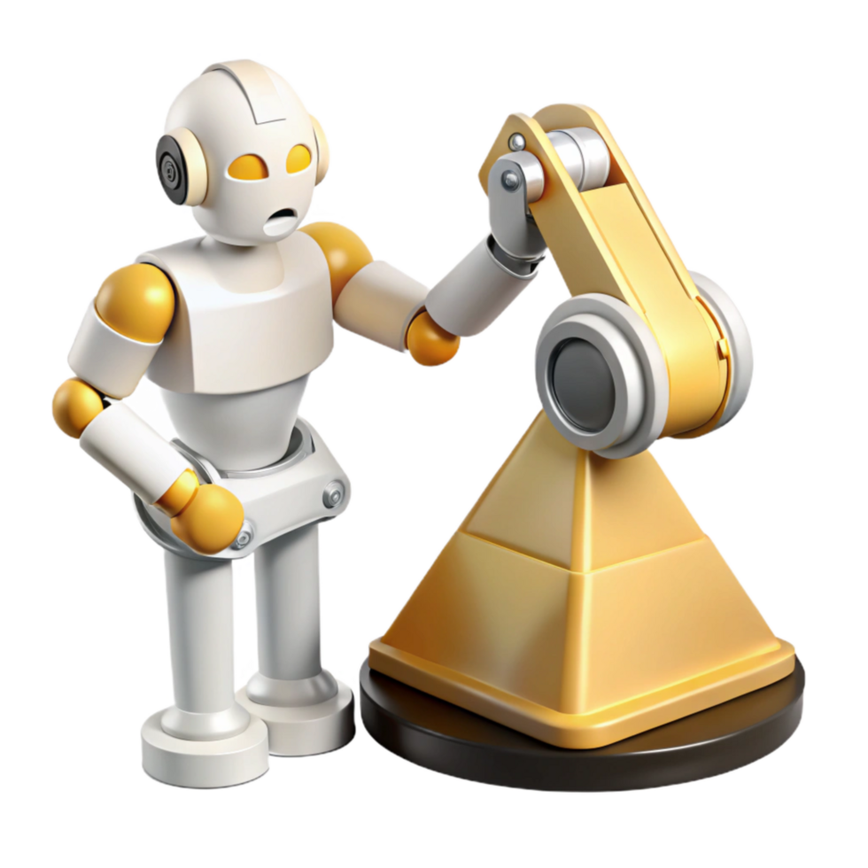 dramatic traditional White Industrial Robot Holding Cylinder Isolated high quality png