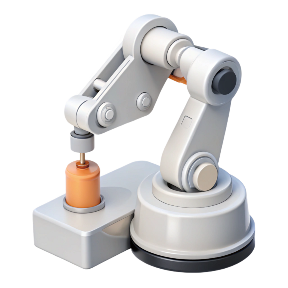 extraordinary classic White Industrial Robot Placing Component Transparent Background original png