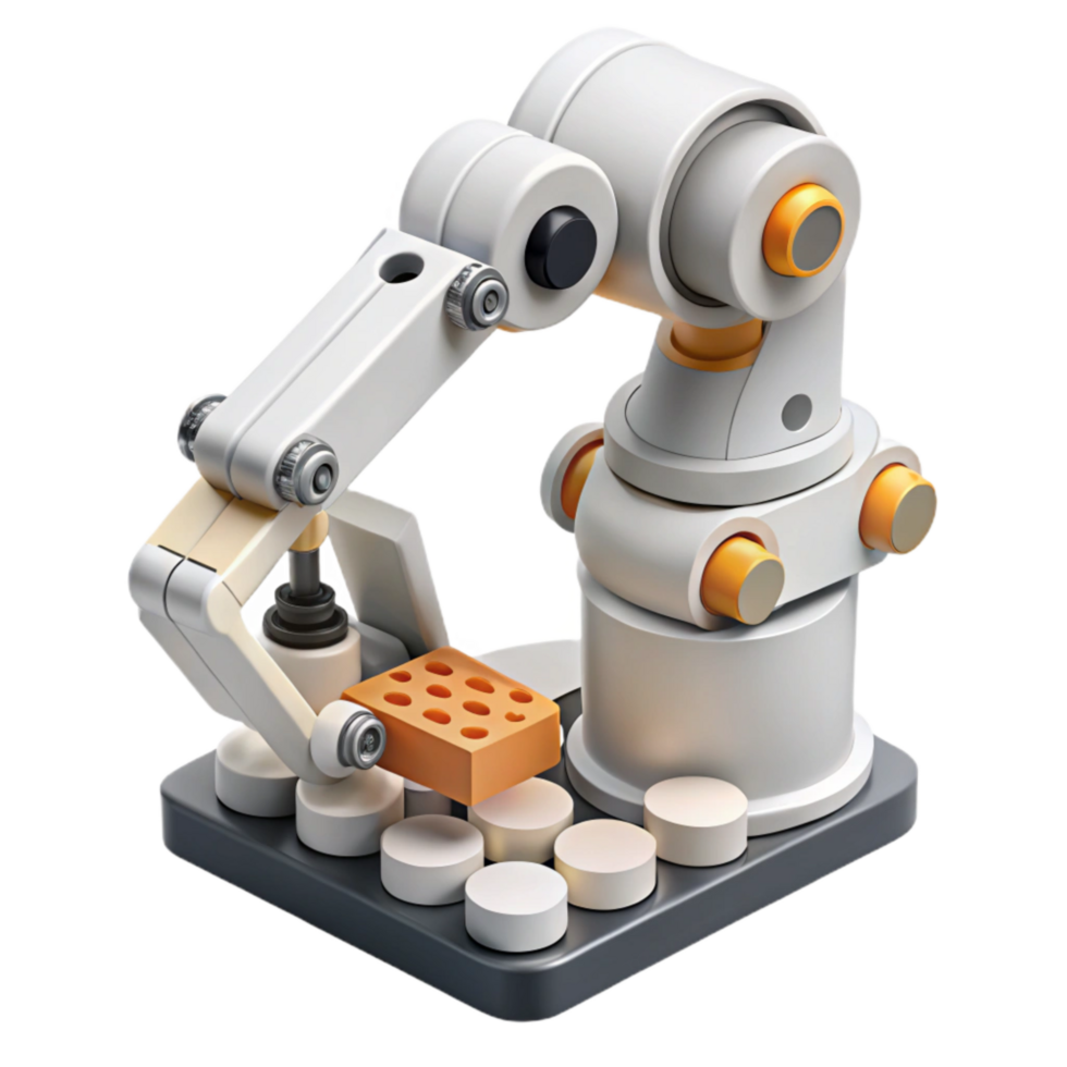impressive creative White Industrial Robot Placing Component Transparent Background authentic png