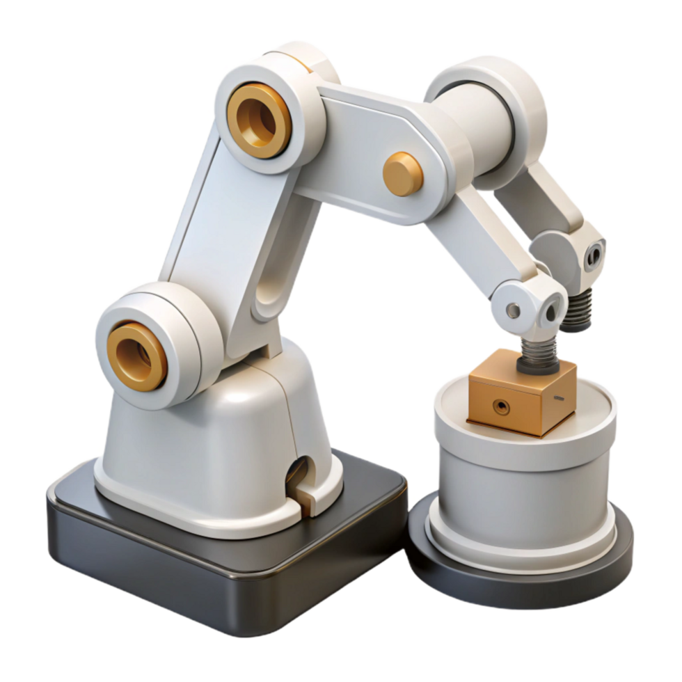 dramatic contemporary White Industrial Robot Placing Component Transparent Background genuine png
