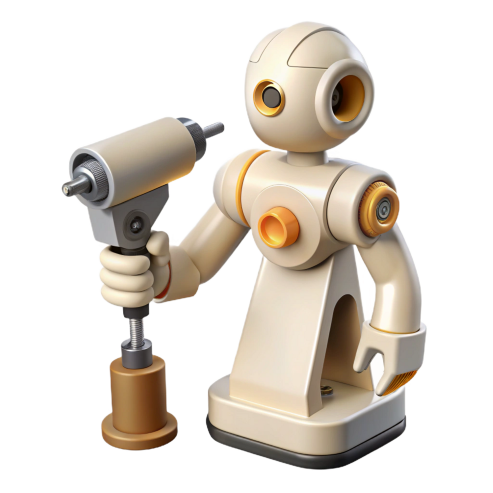 stunning contemporary White Industrial Robot with Touchscreen Cutout authentic png