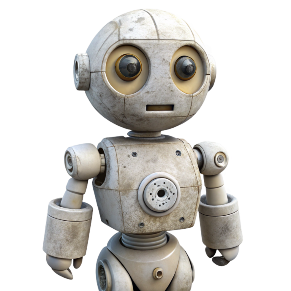 elegant rustic White Industrial Robot with Touchscreen Cutout exclusive png