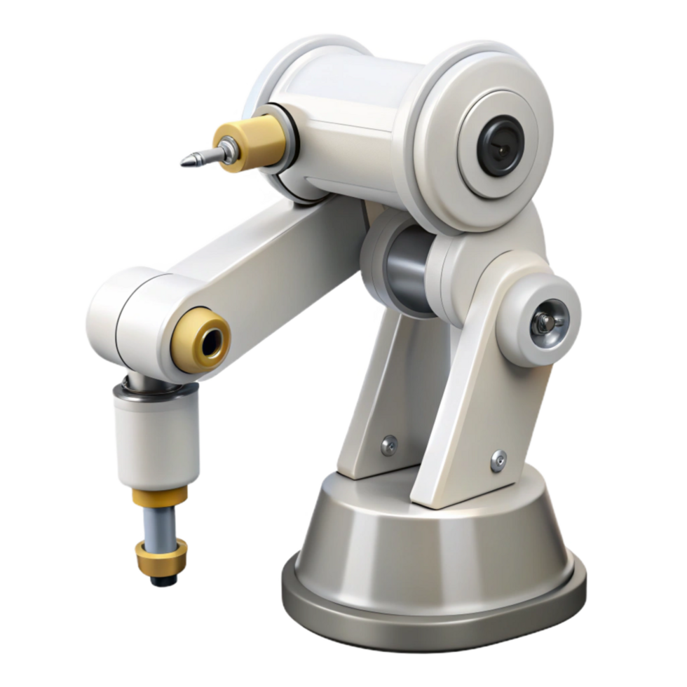 serene rustic White Industrial Robot with Touchscreen Cutout authentic png