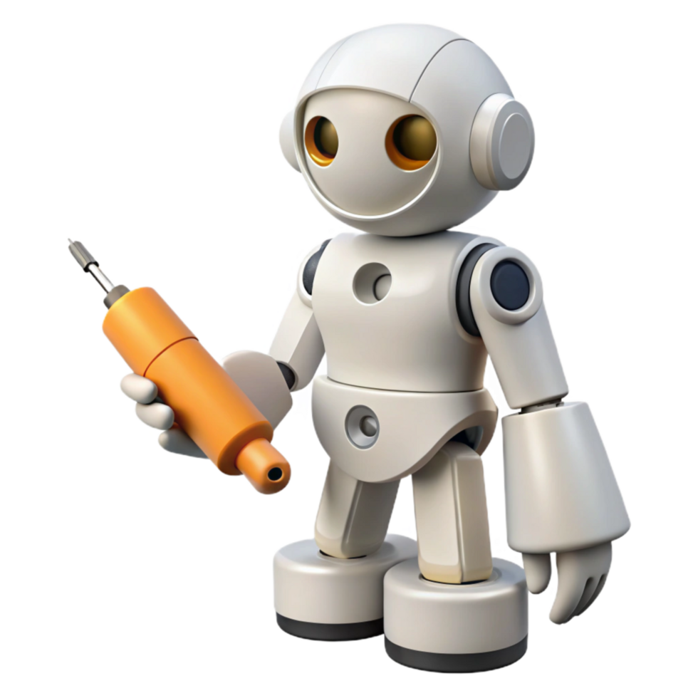 vibrant minimalist White Industrial Robot with Touchscreen Cutout original png