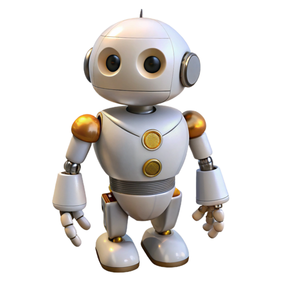 beautiful minimalist White Industrial Robot with Touchscreen Cutout original png