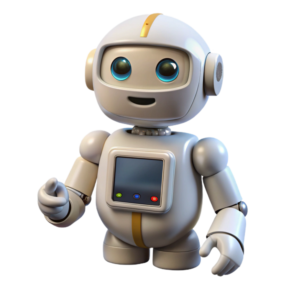 impressive artistic White Industrial Robot with Touchscreen Cutout original png
