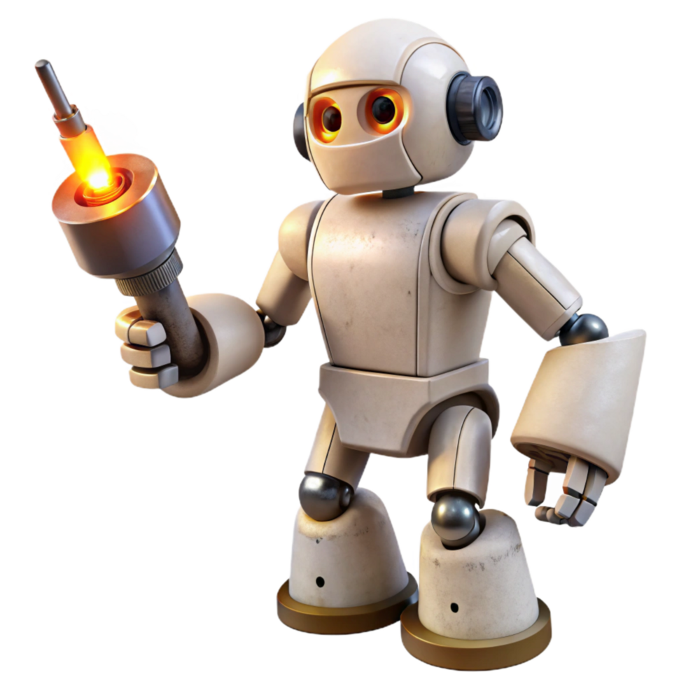 serene artistic White Industrial Robot with Touchscreen Cutout original png