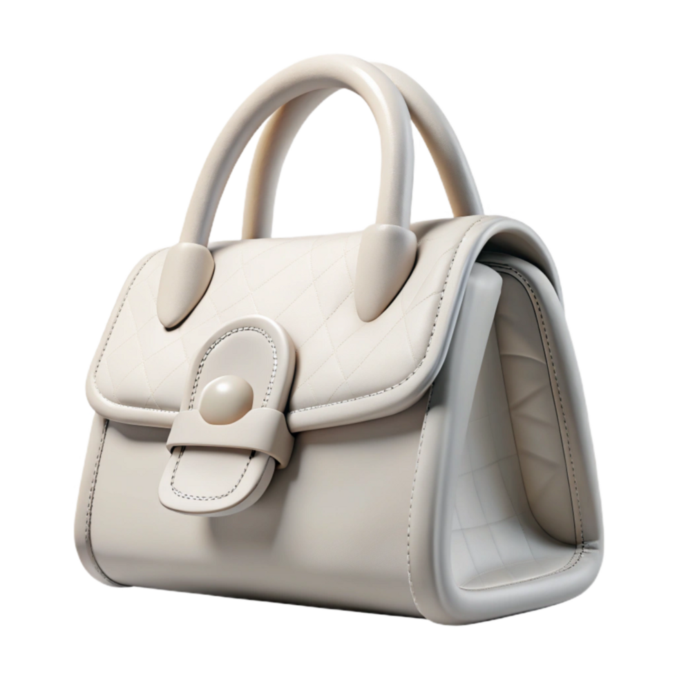 serene artistic White Leather Handbag Studio Shot Cutout high resolution png