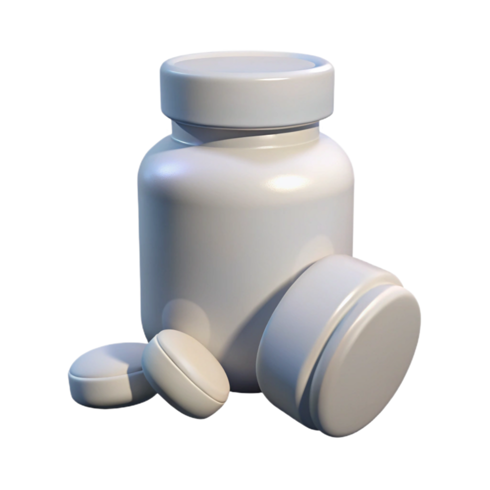serene abstract White Pills Bottle Front View Cutout png