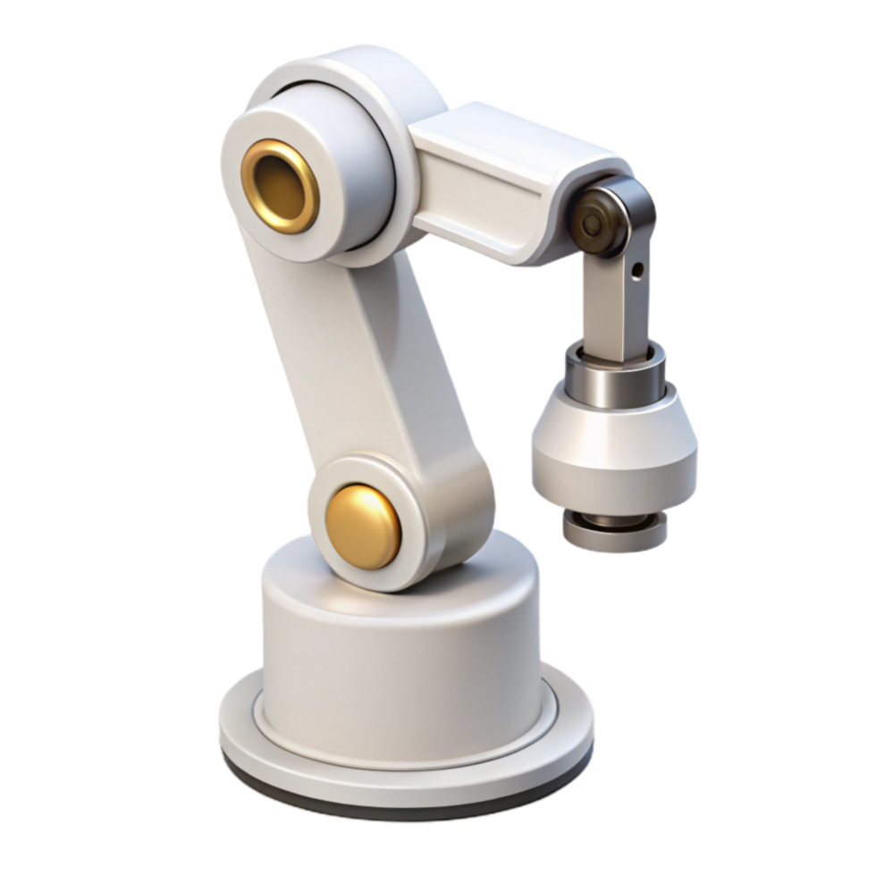serene artistic White Robot Arm Front View Cutout with Shadow professional png