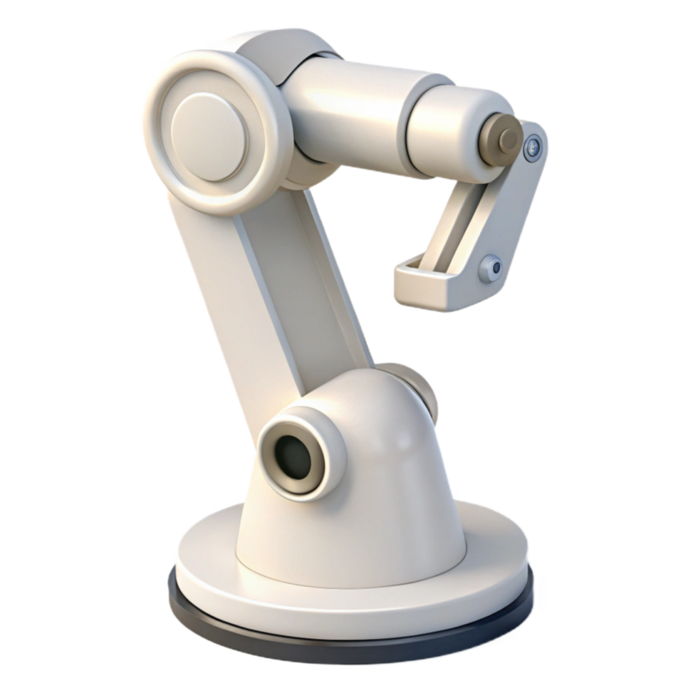 beautiful artistic White Robot Arm Front View Cutout with Shadow authentic png